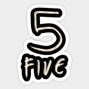 Hand Drawn Letter Number 5 Five Sticker